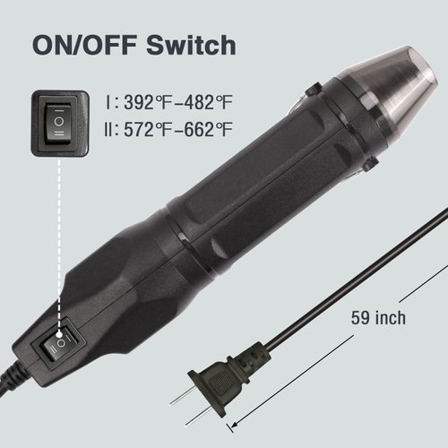 LDK Mini Heat Gun, 4.9Ft 300W Dual Temperature 392℉ & 662℉ Hot Air Gun for Shrink Wrapping, Epoxy Resin & Vinyl, Craft Embossing, Electronics Repairing and Stripping Paint