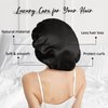 WIGI 100% Mulberry Silk Bonnet with Scrunchie Gift for Women, Silk Bonnet for Sleeping, Shower Cap Hair Bonnet, Silk Hair Wrap for Hair Care (100% Mulberry Silk (Round design), Black)