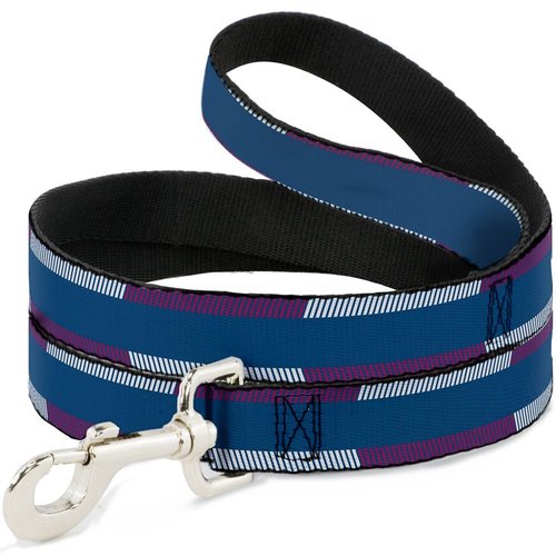 Dog Leash Hash Mark Stripe Turquoise Fuchsia White 6 Feet Long 1.0 Inch Wide