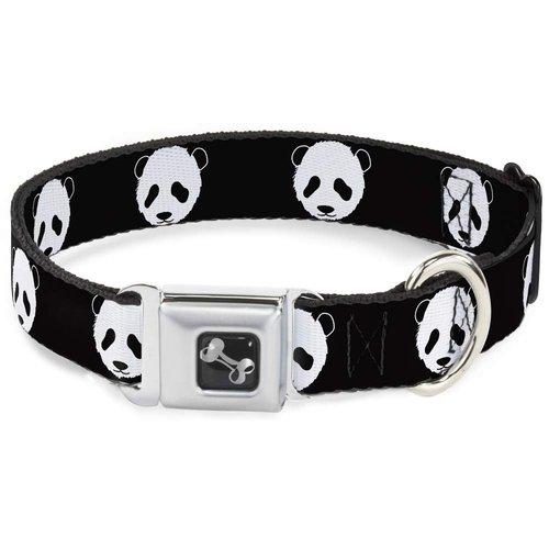 Buckle-Down Seatbelt Buckle Dog Collar - Panda Bear Repeat - 1" Wide - Fits 9-15" Neck - Small