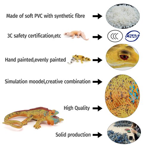 Atralo Service Reptile Animal Model Playsets 4 PCS Lizards Figure Party Favors Toys Cake Toppers Christmas Birthday Gift for Boys Girls Kids Toddlers