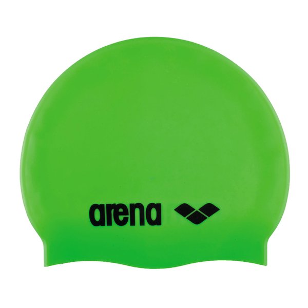 Arena Classic Junior Silicone Unisex Swim Cap for Girls and Boys Comfortable Durable Kids’ Pool Bathing Cap, One Size, Acid Lime/Black