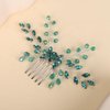Teyglen Emerald Green Crystal Hair Comb Silver Bridal Rhinestone Headpiece Handmade Green Wedding Hair Comb for Bride Hair Accessories for Women