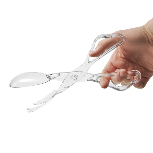 Pack of 4 11-Inch Clear Plastic Scissor Salad Tongs - Premium, Heavy-Duty, Reusable Serving Utensils for Catering, Cooking, Buffets, Party Supplies, and Weddings, Dishwasher Safe