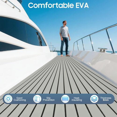 WOHAIPA EVA Foam Yacht Floor Anti Slip Mat, Motorhome Floor Mat with Self-Adhesive Design, Moisture-Proof and Corrosion Resistance, Noise Reduction, for Ship Deck, Motorhome, Yacht, 94.5 "X 35.4"
