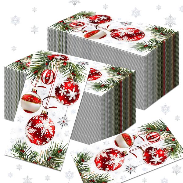 40Pcs Christmas Ball Guest Napkins Christmas Napkins Christmas Guest Hand Towel Napkins Xmas Hanging Ball Disposable Paper Napkins Christmas Balls Guest Hand Towel Napkin for Christmas Party Supplies
