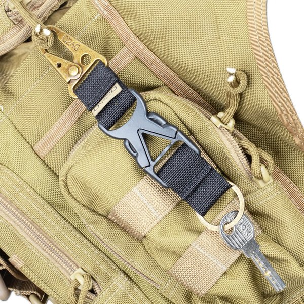 DYZD Tactical Gear Keychain Clip 100% Nylon Belt Key Chain Tactical Key Holder Quick Release Buckle Key Ring (Pack of 2 Black)