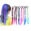 8 Pieces Multicolor Braids Hair Extensions Accessories with Rubber Bands Rainbow Hairstyle Ponytails Braided Synthetic Hairpieces for Women Girls Kids
