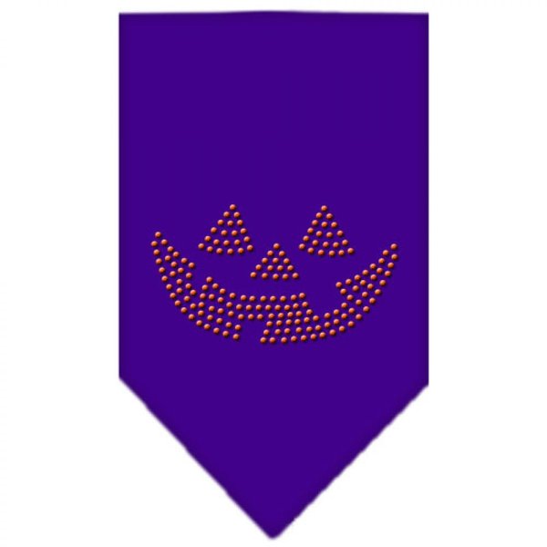 Halloween Pet and Dog Bandana Rhinestone, Jack O Lantern Purple Small