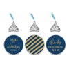 Andaz Press Gold Glitter Print Chocolate Drop Labels Stickers, Thanks for Celebrating with Us Striped, Navy Blue, 216-Pack, Not Real Glitter, for Kisses Party Favors
