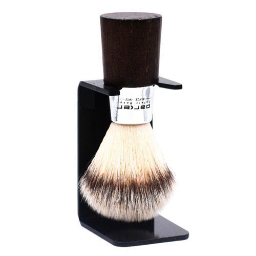 Parker Walnut & Chrome Handle Synthetic Shaving Brush with Stand – Vegan-Friendly, Fast-Drying, and Ideal for Sensitive Skin