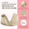 GOO GOO Clip in Hair Extensions Real Human Hair, 20inch 120g 7Pcs, 17A/60A Ash Blonde Highlighted Platinum Blonde, Remy Human Hair Extensions Clip ins for Women, Natural Human Hair