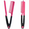 2-Pack Hair Straightening Comb Set - Flat Iron Comb for Beautiful Tresses, Hair Straightener Comb with Firm Grip, Ideal for Knotty Hair, Styling Comb, Hair Comb for Straight Hair (Pink).