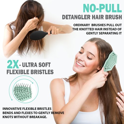 Fiora Naturals Hair Detangling Brush -100% Bio-Friendly Detangler Hair Brush w/Ultra-soft Bristles- Glide Through Tangles with Ease - For Curly, Straight, Women, Men, Kids, Toddlers, Wet and Dry Hair