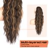 SEIKEA 26" Highlight Ponytail Extension，PT003 Eva Long Drawstring Ponytail Wavy Clip in Hair Extensions Ponytail Natural Soft Synthetic Hairpiece for Women Deep Brown with Auburn Highlights