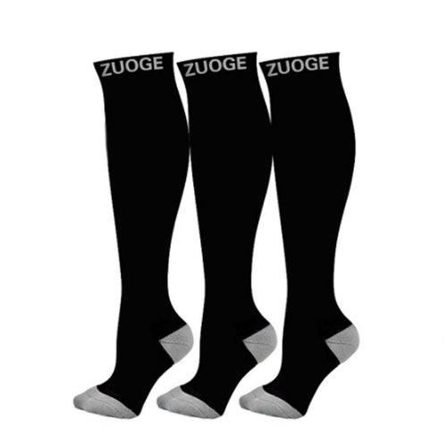 zuoge 3 Pairs Compression Socks Pack - Best Medical, Nursing, Travel & Flight Socks - Running & Fitness - 15-20mmHg