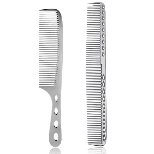 Metal Comb,2 Pcs Professional Aluminum Barber Comb Set Fine Tooth Comb Hair Styling Comb Fine Cutting Comb Anti-static Hairdressing Comb Hair Cutting Combs for Men and Women
