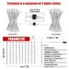 HEYFUNi Fiee Curtain Lights,13ftx6.5ft Safety Window Curtain Icicle String Lights 30V 8 Modes for Christmas Wedding Party Family Patio Lawn Decoration(Warm White)