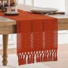 ZeeMart Macrame Style Boho Table Runner, Burnt Ochre Fall Table Runners 72 Inches Long, Farmhouse Woven Home Decor, 12x72 Inch, Dark Orange