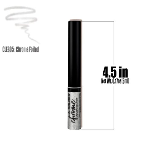 L.A. COLORS 1 Liquid Eyeliner [ CLE805 Chrome Foiled ] Fine Tip Brush Eye Liner + Free Zipper Bag