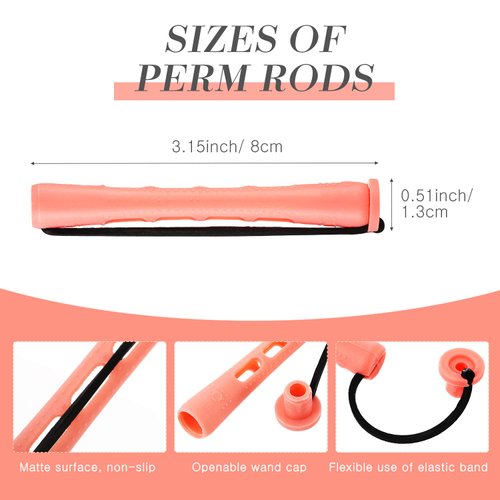 48 Pieces Plastic Pink Perm Rods Long Variety Hair Perm Rods Hair Curling Roller Rods for Women Girls Hair Hairdressing Styling Tools