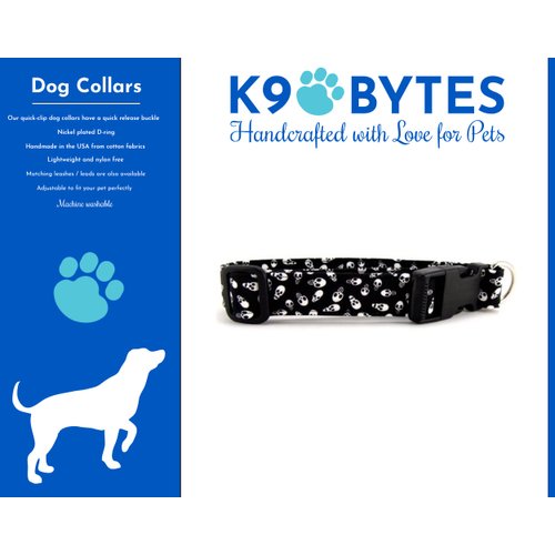 K9 Bytes Tiny Skulls Pirate Dog Collar with Quick Release Buckle Small