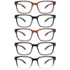 SIGVAN Blue Light Blocking Reading Glasses for Men Women Computer Spring Hinge Readers Square Frame Glasses 5 Packs (5 Mix, 3.0)
