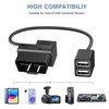 OBD Constant Power Cable for Dash Camera,Compatible with Garmin Dash Cam,OBDII Adapter Cable with Dual USB Interfaces,24 Hours Surveillance/Acc Mode with Low Voltage Protection 11.6-36V to 5V 3A