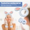 3-Pack Spa Headband and Wristband Set,Soft Plush Makeup Skincare Headband Wrist Bands Cute Bunny Rabbit Ears Face Wash Headband and Towel Wristband Set for Women Girls Washing Face Skin Care (Blue)
