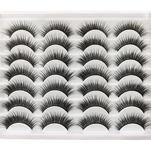 LASHMADY Lashes Cat Eye Lashes False Eyelashes Faux Mink Wispy Lashes 3D Cross Fluffy Eyelashes 14 Pairs Multipack (Fluffy)