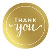 Andaz Press Round Circle Favor Gift Labels Stickers, Metallic Gold Ink, Thank You, 40-Pack, Not Gold Foil, for Invitations Stationery Envelopes