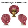 Handmade Nigerian Gele Headties Floral Hats Women Head Wrap Beaded Lace Hand Made African Headtie Hats for Party (US, Alpha, One Size, Rose red)