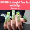 NOVO OVO XXL Long Duck Feet Nail Tips Half Cover for Acrylic, Clear C Curve XXXL Extra Super Long Flare Y2K Wide French Soft Gel False Nail Extension x 11 Sizes in Box 110 pcs