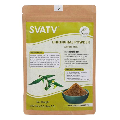 SVATV Natural Bhringraj Powder | Eclipta Alba | For Hair Oil Making | Promote Hair Growth | Increases Hair Thickness | Ayurvedic Hair Products - 227g, 8oz, Half Pound