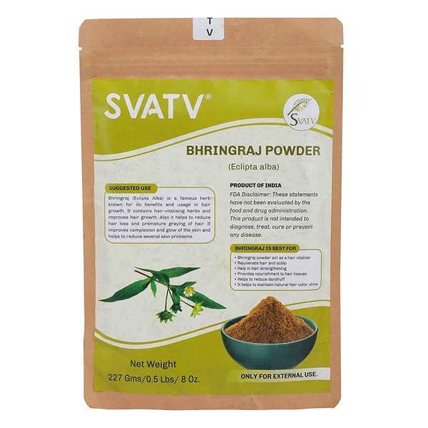 SVATV Natural Bhringraj Powder | Eclipta Alba | For Hair Oil Making | Promote Hair Growth | Increases Hair Thickness | Ayurvedic Hair Products - 227g, 8oz, Half Pound