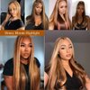 360 Lace Frontal Wig Honey Blonde Highlight 360 Human Hair Wig Ombre P4/27 Colored Straight Full Lace 360 HD Transparent Lace Brazilian Virgin Human Hair Wigs Free Part Pre Plucked 150 Density 18 Inch