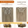 Full Shine Clip In Hair Extensions Color 16 And 22 Highlighted Blonde 8 Pcs Seamless Clip Extensions Hair For Women 120 Gram Clip on Hair Extensions Human Hair Straight Remy Hair 18 Inch