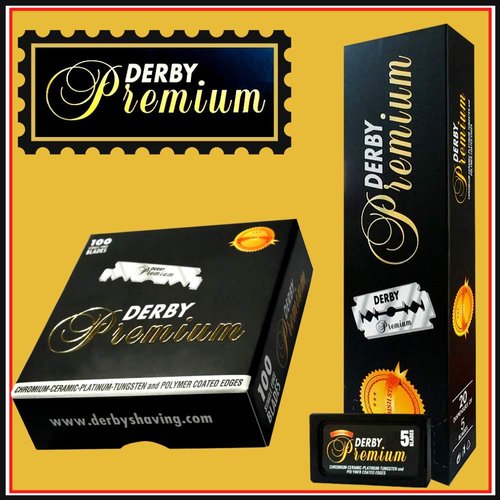 100 "Derby Premium" Single Edge Razor Blades for straight razor