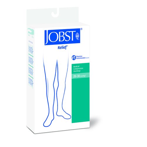 JOBST Relief 20-30 mmHg Compression Socks, Thigh High with Silicone Band, Black, Small