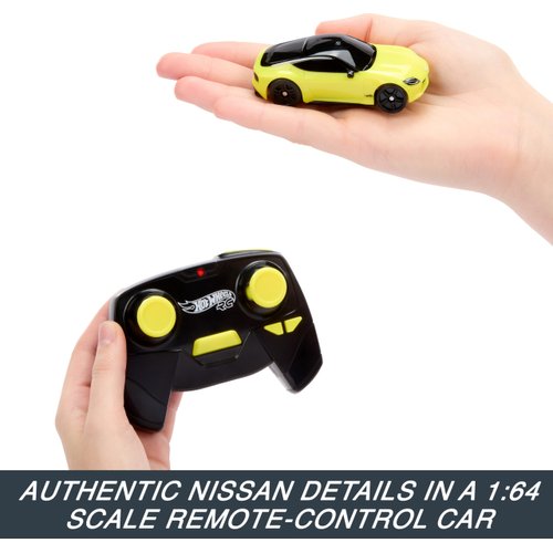 Hot Wheels RC Toy Car, Remote-Control Nissan Z in 1:64 Scale with Controller & USB Cable, Works On & Off Track cc
