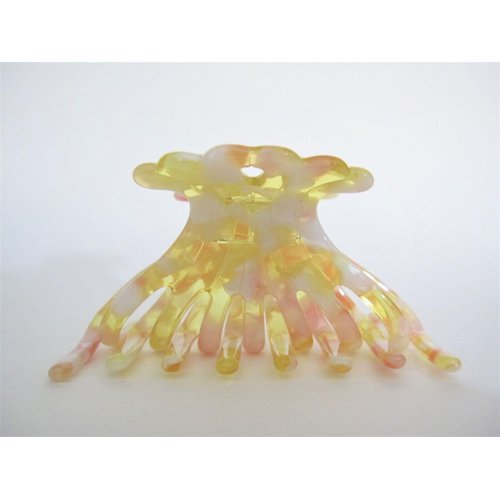 Golden yellow, pink, white clear marbled hair claw clip medium fine hair