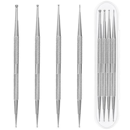 Dotting Tools,4 Pcs Professional Ball End Nail Art Tools Nail Art Brushes Nail Design Tools Stailess Steel Dotting Pen Tool Nail Art Kit Rhinestone Picker Tool Pottery Tools Polymer Clay Tools
