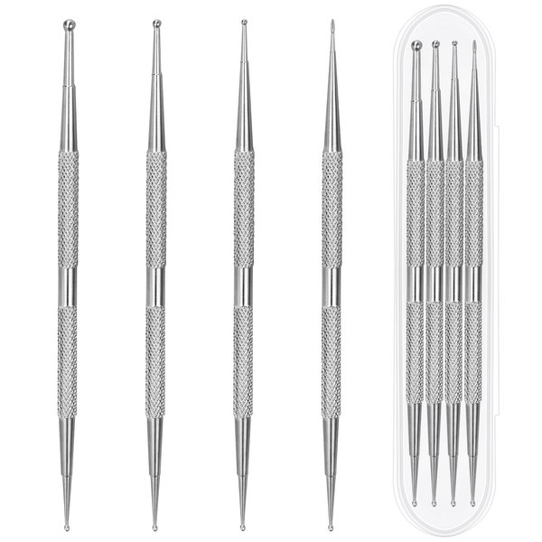 Dotting Tools,4 Pcs Professional Ball End Nail Art Tools Nail Art Brushes Nail Design Tools Stailess Steel Dotting Pen Tool Nail Art Kit Rhinestone Picker Tool Pottery Tools Polymer Clay Tools