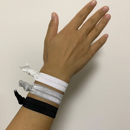 KoolMch Elastic Ribbon Hair Ties 30Pcs,no crease ponytail holder,for Girl and Women,suitable for fitness, yoga, and outdoor sports (Black,White, Silver gray)