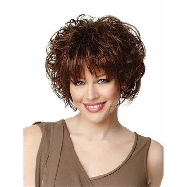 OYSRONG Elegant/handsome Women Short Curly Layered Heat Resistant Daily Hair Wig