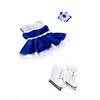 Ice Dancer - 3 Piece 18 inch Doll Ice Skating Outfit - Blue Leotard with Double Blue & Silver Ruffle Skirt, Decorative Head Flower and Ice Skates - Clothes Fits 18 inch Doll (Doll Not Included)