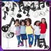 Hoemwarm 18" Music Notes Foil Balloons Stand Kit 4 Set, Music Latex Balloons Birthday Party Decorations Black and White Balloons for for Baby Shower Wedding Birthday Band Bar Supplies