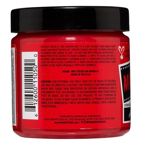 MANIC PANIC Red Passion Hair Dye – Classic High Voltage - (2PK) Semi Permanent Hair Color - Glows in Blacklight - Medium Strawberry Red With Pink Tint - Vegan, PPD & Ammonia Free - For Coloring Hair
