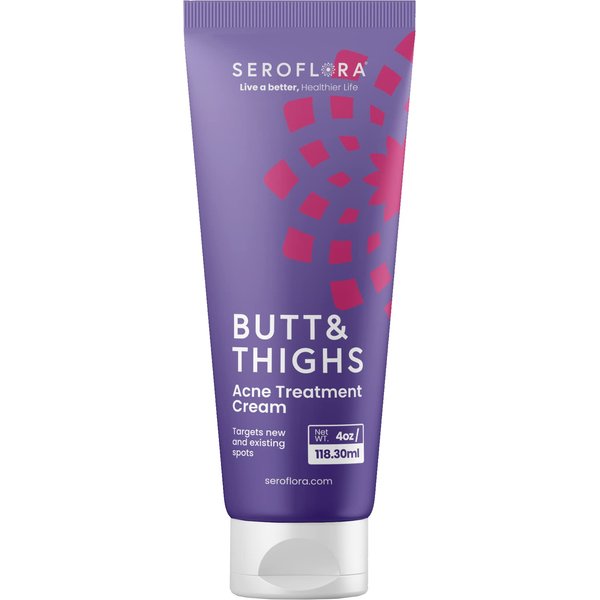 Seroflora Butt & Thighs Acne Treatment Cream - Butt Acne Clearing Cream for Pimples, Zits, Razor Bumps, Dark Spots - Acne Clearing Lotion for Buttocks & Body - Inner Thigh Blackhead Remover (4oz)