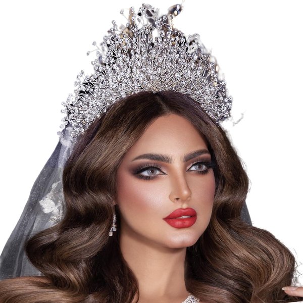 Bridal Wedding Headband Crystal Tiara Crown，Queen Tiaras and Crowns，Wedding Bride Crowns For Birthday Party Wedding Pageant Hair Accessories (Silver/Single crown)